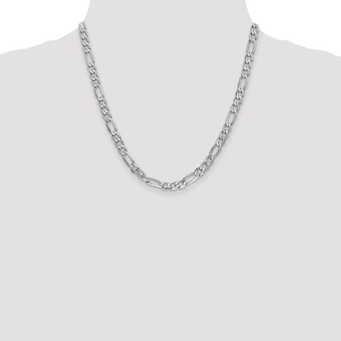 Buy Stylish 14K White Gold 20-Inch Flat Figaro Chain - 6mm, Lobster Clasp-4