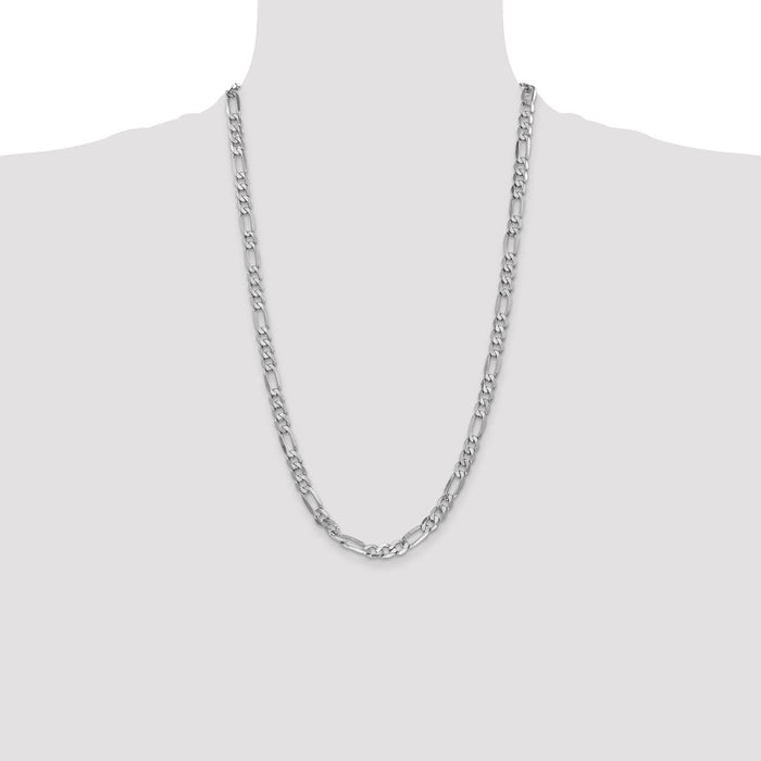 Buy Exclusive 14K White Gold 26-Inch Flat Figaro Chain - Stylish 6mm Design-4