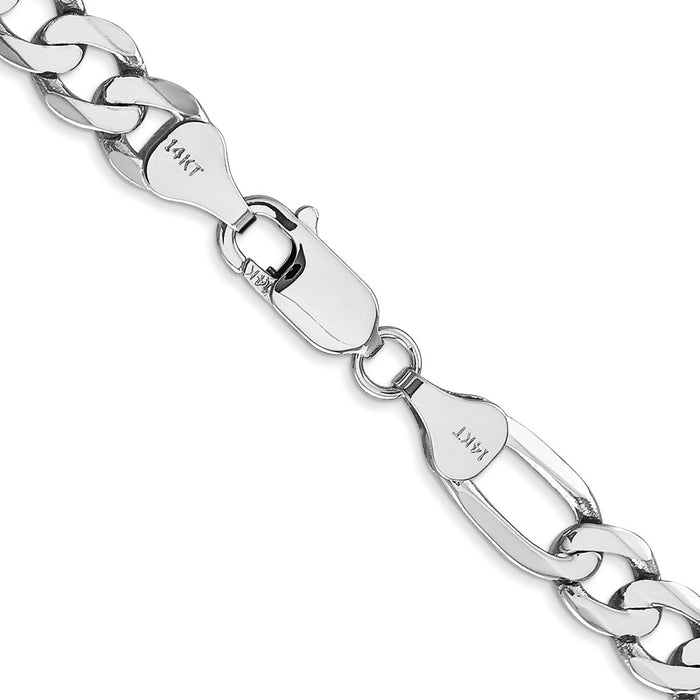 Exclusive 24-Inch 14K White Gold 7mm Flat Figaro Chain - Stylish & Affordable-3