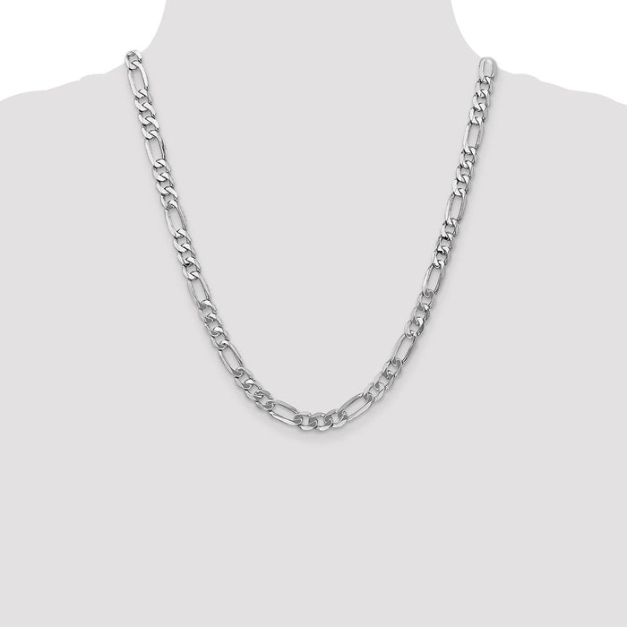 Exclusive 14K White Gold 22-Inch Flat Figaro Chain - Stylish 7mm Lobster Clasp-4