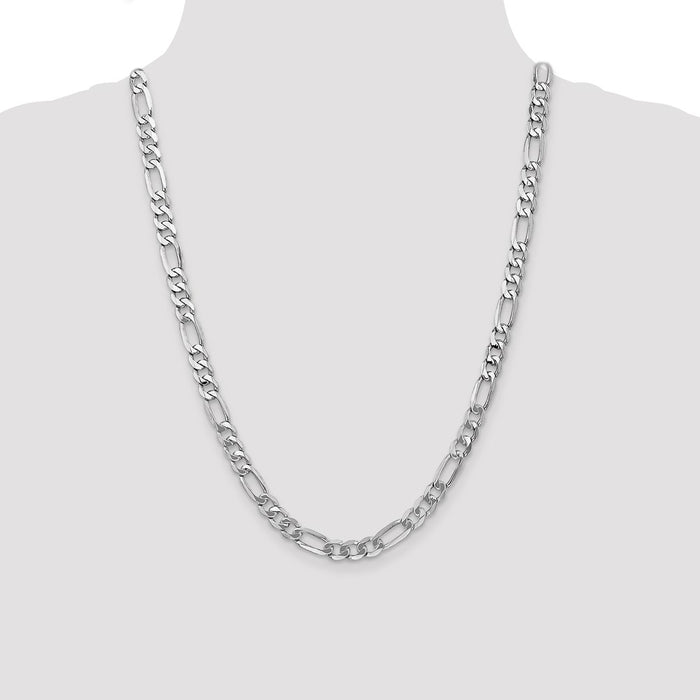 Exclusive 24-Inch 14K White Gold 7mm Flat Figaro Chain - Stylish & Affordable-4