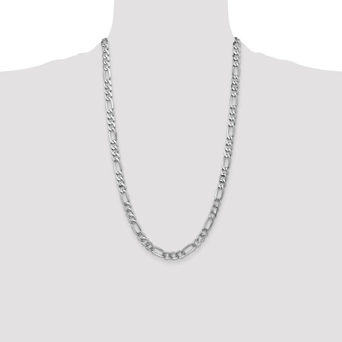 High-Quality 14K White Gold 26-Inch 7mm Figaro Chain - Stylish & Durable!-4
