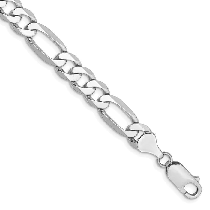 Buy Stylish 14K White Gold 9-Inch 7mm Flat Figaro Chain - Luxury Jewelry-1