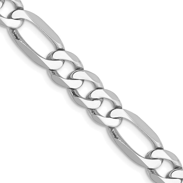 Exclusive 14K White Gold 20-Inch 7mm Flat Figaro Chain - Stylish & Durable-1