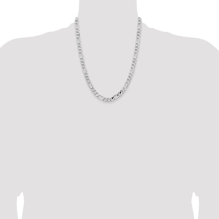 Buy Exclusive 14K White Gold 22-Inch Flat Figaro Chain - Stylish 7.5mm Design-4