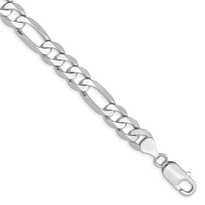 Buy Stylish 14K White Gold Flat Figaro Chain 9-Inch, 7.5mm Links, Luxury-1