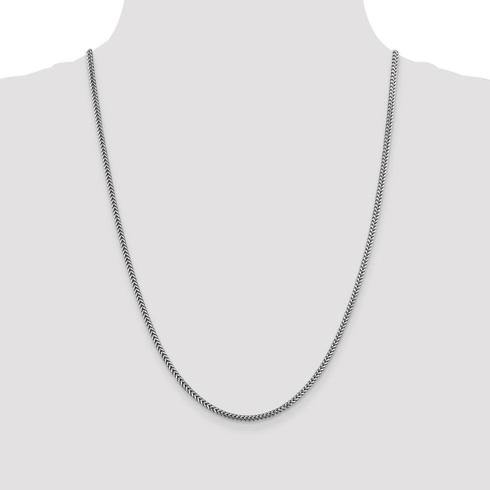 High-Quality 24-Inch 14K White Gold Franco Chain, 2.3mm, Stylish Lobster Clasp-4