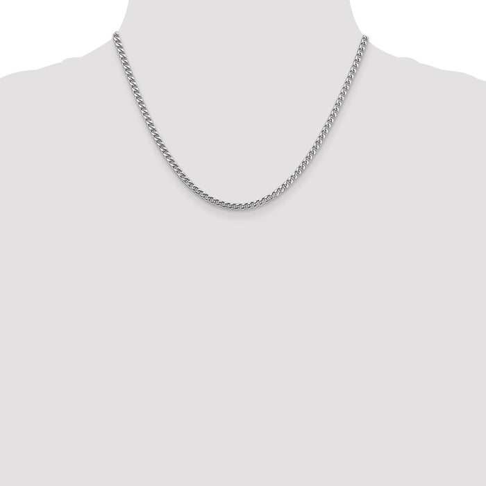 High-Quality 14K White Gold 18-Inch Franco Chain - Stylish 3mm Lobster Clasp-4