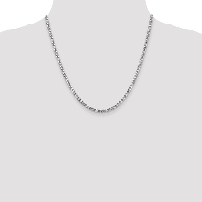 Exclusive 14K White Gold 20-Inch 3mm Franco Chain - Stylish Lobster Clasp-4