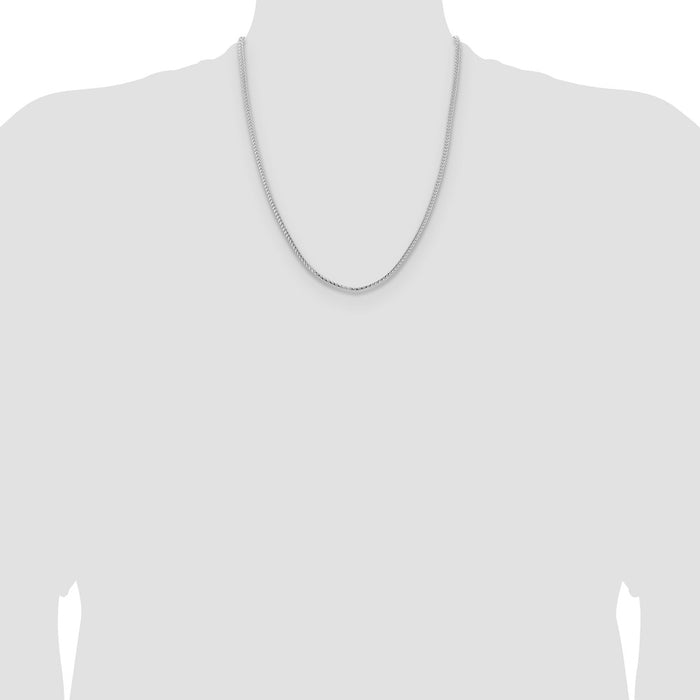 High-Quality 14K White Gold 22-Inch 3mm Franco Chain - Stylish Lobster Clasp-4