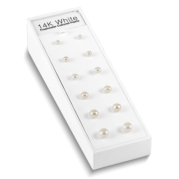 Shop 14K White Gold Button Pearl Stud Earrings | Stylish 5mm, Display Kit Included-1
