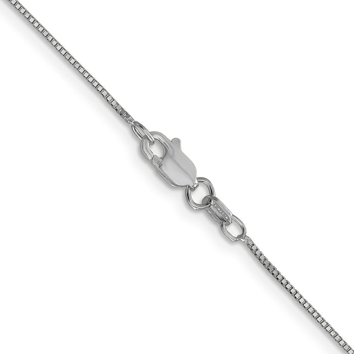 Buy 14K White Gold 20-Inch Box Chain, 0.7mm, Stylish Lobster Clasp-3