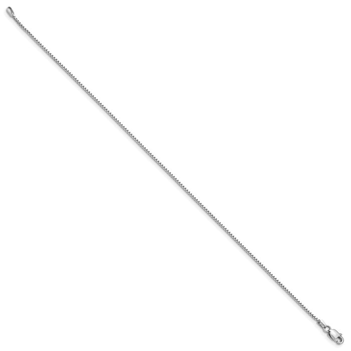 High-Quality 14K White Gold 9-Inch .95mm Box Chain Anklet - Stylish Value!-2