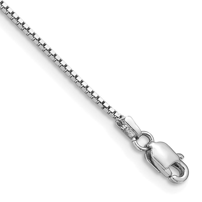 High-Quality 14K White Gold 9-Inch .95mm Box Chain Anklet - Stylish Value!-1