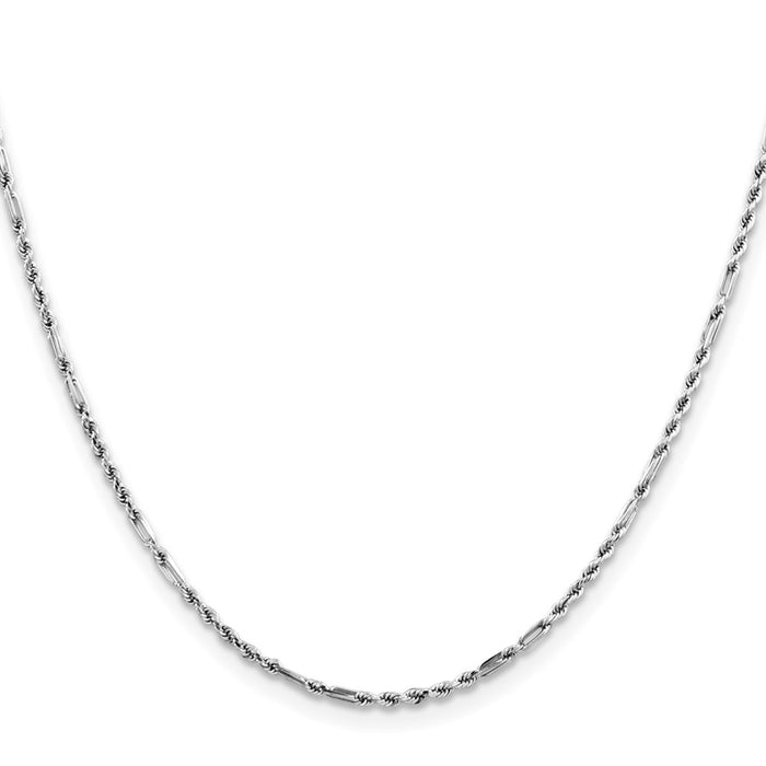 Shop Stylish 14K White Gold 20-Inch Diamond-Cut Rope Chain, 1.8mm, Luxury Design-2