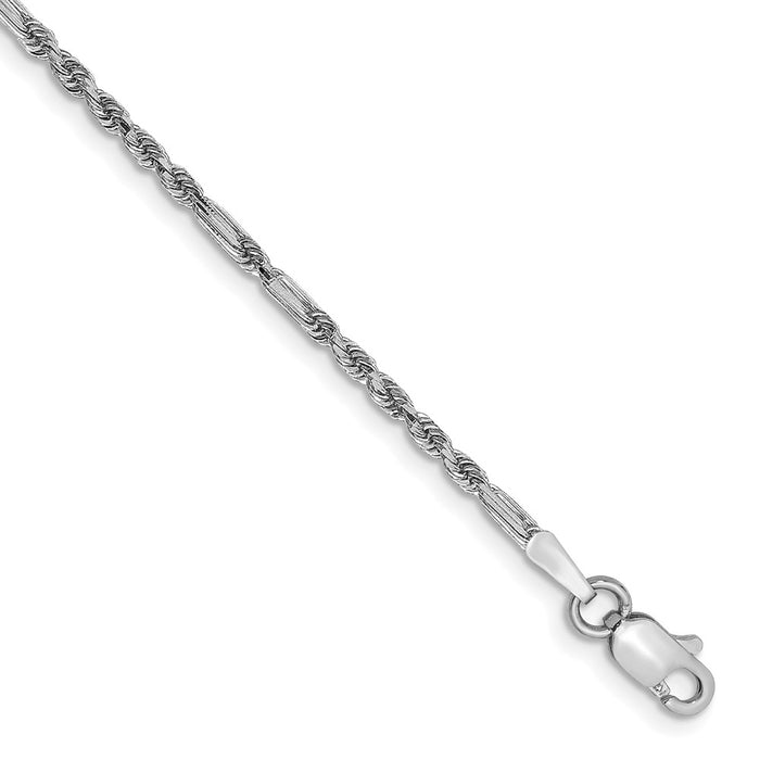 High-Quality 14K White Gold 1.8mm Diamond-Cut Milano Rope Chain Anklet-1