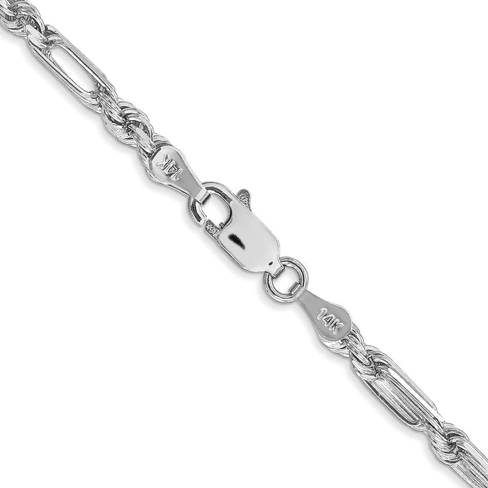 Buy 14K White Gold 3.0mm Diamond-Cut Milano Rope Chain - Stylish Luxury!-3