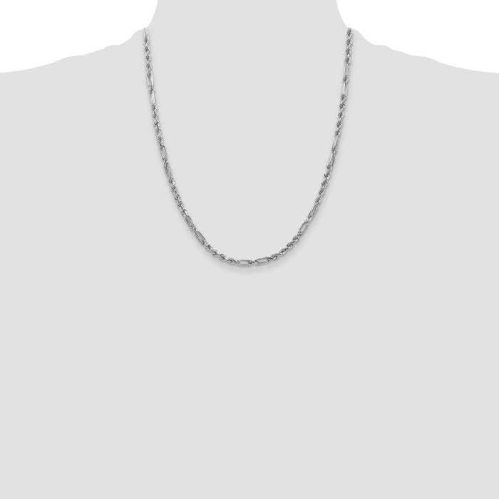 Buy Stylish 14K White Gold 3.0mm Diamond-Cut Milano Rope Chain at Value Price-4
