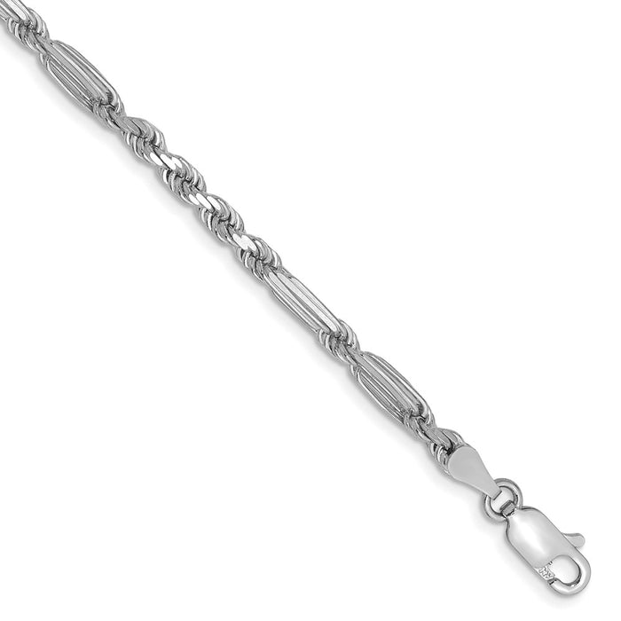 Buy Stylish 14K White Gold 3.0mm Diamond-Cut Milano Rope Chain - Luxury Value!-1