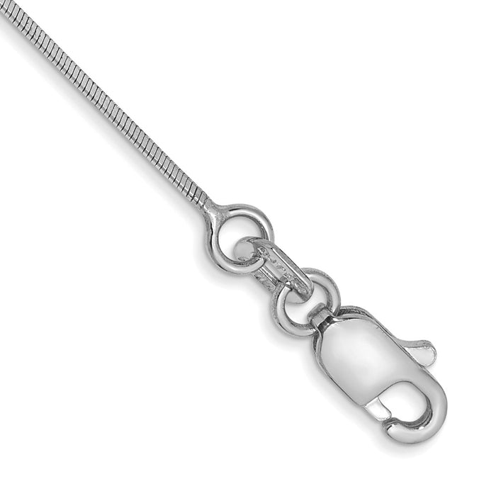 Order Stylish 14K White Gold .6mm Octagonal Snake Anklet, 9-Inch Design-1