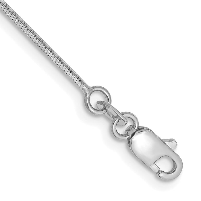 Buy 14K White Gold 9-Inch 1mm Octagonal Snake Anklet - Stylish Design!-1