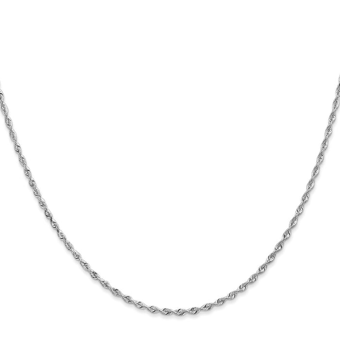 Exclusive 14K White Gold 20-Inch Diamond-Cut Rope Chain - Stylish 1.85mm Thickness-2