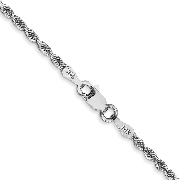 Shop Stylish 30-Inch 2mm Diamond-Cut Quadruple Rope Chain in 14K White Gold-3