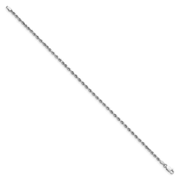 Exclusive 14K White Gold Diamond-Cut Rope Chain - Stylish 8-Inch, 2.75mm Thickness-2