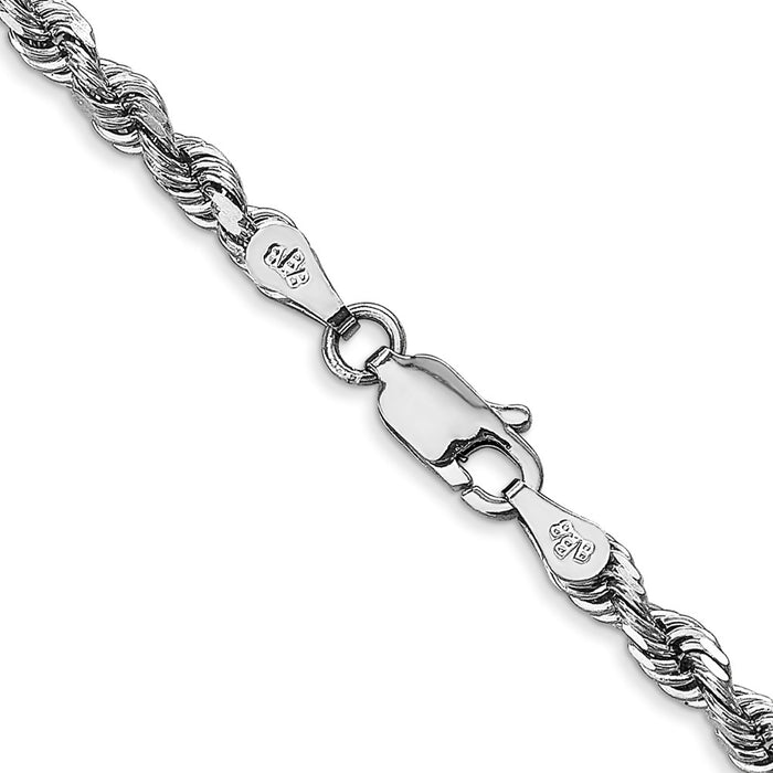 Buy Exclusive 14K White Gold 24-Inch 3.35mm Diamond-Cut Rope Chain-3