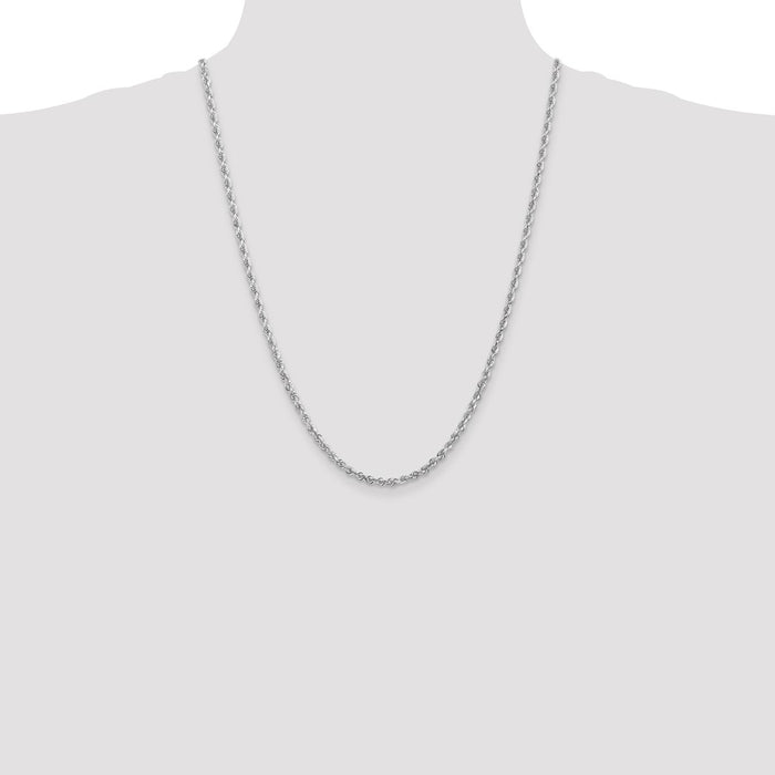 Buy Exclusive 14K White Gold 24-Inch 3.35mm Diamond-Cut Rope Chain-4