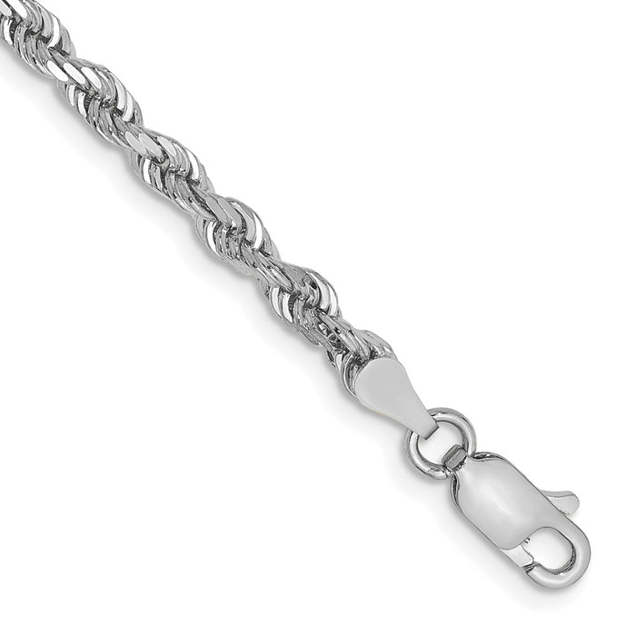 Exclusive 14K White Gold 7-Inch Diamond-Cut Rope Chain - Stylish & Affordable!-1