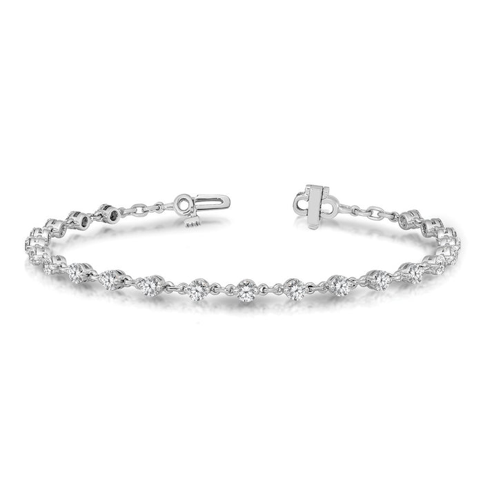 Shop Luxury 14K White Gold 3mm Round Diamond Tennis Bracelet - Stylish Value!-5
