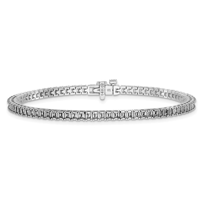 Shop Exclusive 14K White Gold 2mm Princess Cut 4ct Diamond Tennis Bracelet-3