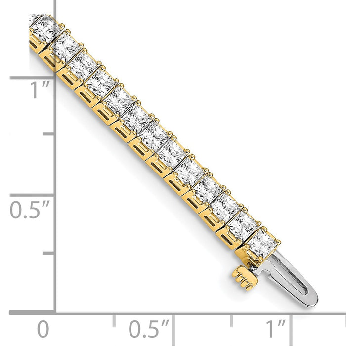 Buy 14K Gold 2.5mm Princess Cut Diamond Tennis Bracelet - 6.6ct Luxury-4