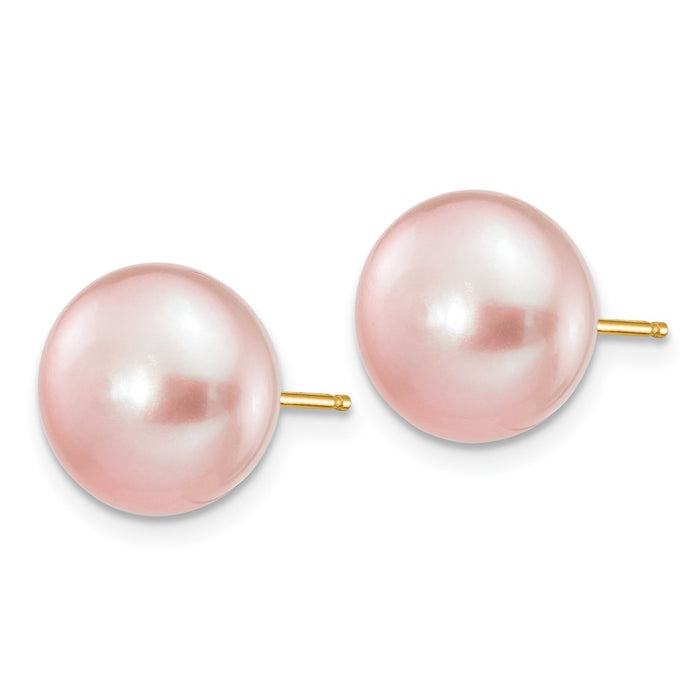 Buy 14K Gold 10-11mm Purple Freshwater Pearl Stud Earrings - Stylish Value!-2
