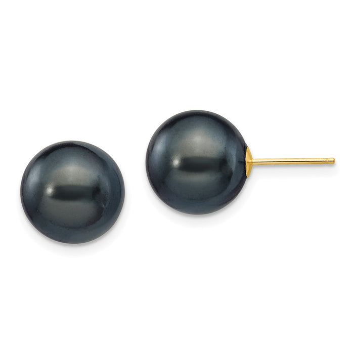 Shop 14K Gold Black Pearl Stud Earrings - 10-11mm, Stylish & Affordable-1