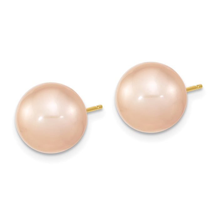 Shop Exclusive 14K Gold 10-11mm Pink Freshwater Pearl Stud Earrings - Stylish Value-2