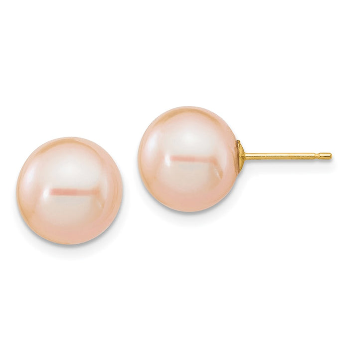 Shop Exclusive 14K Gold 10-11mm Pink Freshwater Pearl Stud Earrings - Stylish Value-1