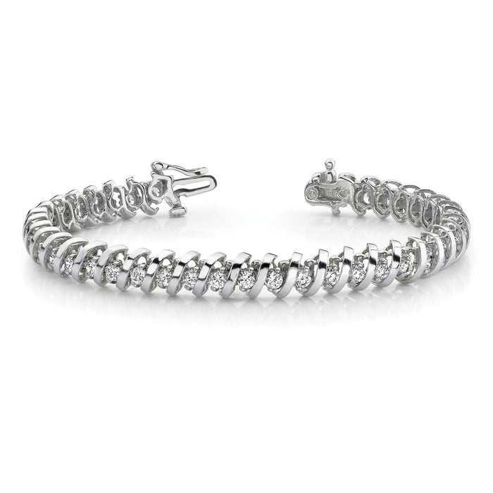 Buy Stylish 14K White Gold VS Diamond Tennis Bracelet - 7" Length, Elegant Sparkle-3