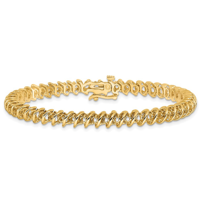 Exclusive 14K Gold 2.1 Carat Round Diamond Tennis Bracelet - Stylish Value!-3