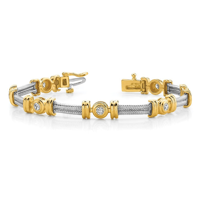 Buy Exclusive 14K Two-Tone AAA Diamond Elegance Bracelet - Stylish Luxury!-3