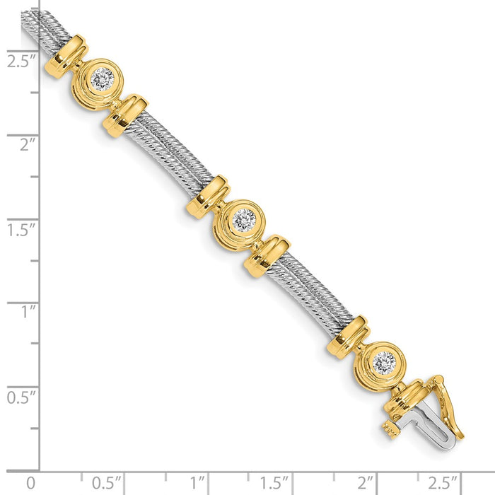 Exclusive 14K Two-Tone AA Diamond Elegance Bracelet - Stylish Luxury Jewelry-4