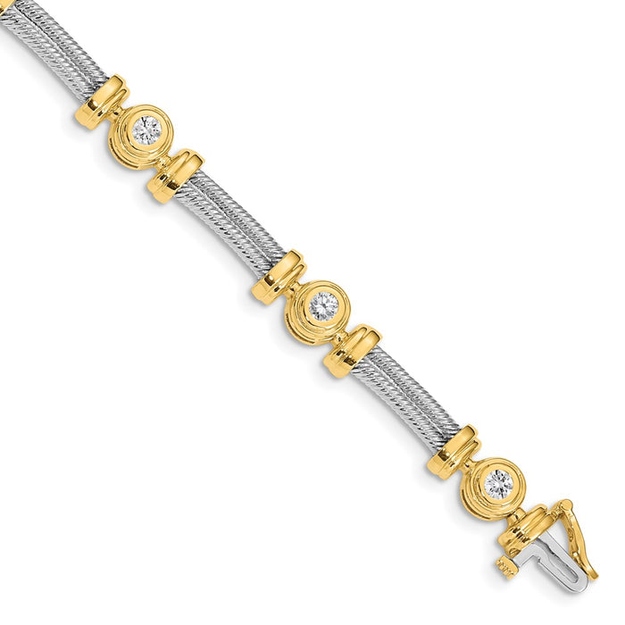Exclusive 14K Two-Tone AA Diamond Elegance Bracelet - Stylish Luxury Jewelry-1