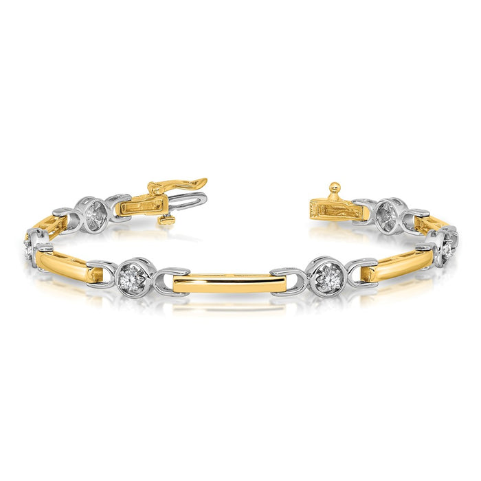 Shop Stylish 14k Two-Tone AA Diamond Tennis Bracelet - Elegant & Affordable!-3