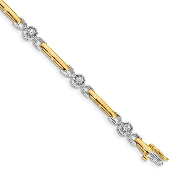 Shop Stylish 14k Two-Tone AA Diamond Tennis Bracelet - Elegant & Affordable!-1