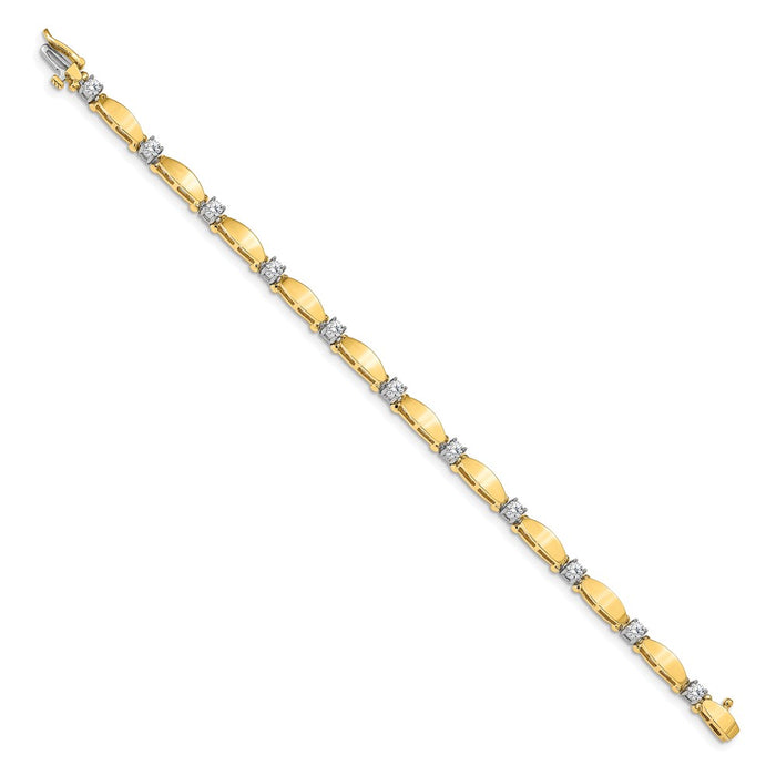 Shop Stylish 14K Two-Tone 3mm Bar Link Tennis Bracelet | Luxury Value Jewelry-2