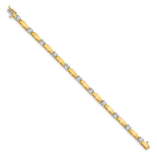 Exclusive 14K Two-Tone 4mm Bar Link Tennis Bracelet - Stylish Luxury Value