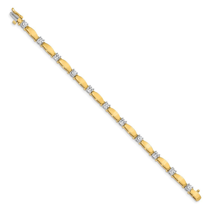 Exclusive 14K Two-Tone 4mm Bar Link Tennis Bracelet - Stylish Luxury Value-2
