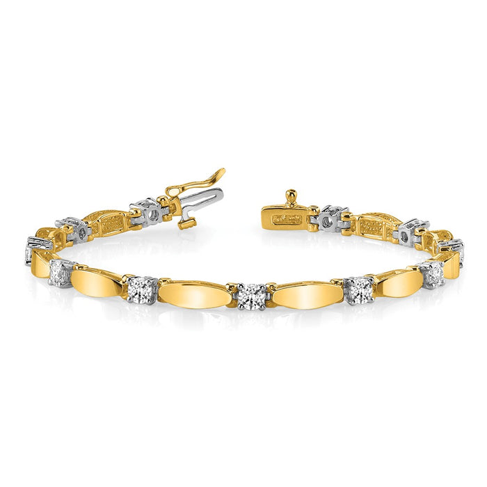 Exclusive 14K Two-Tone 4mm Bar Link Tennis Bracelet - Stylish Luxury Value-3