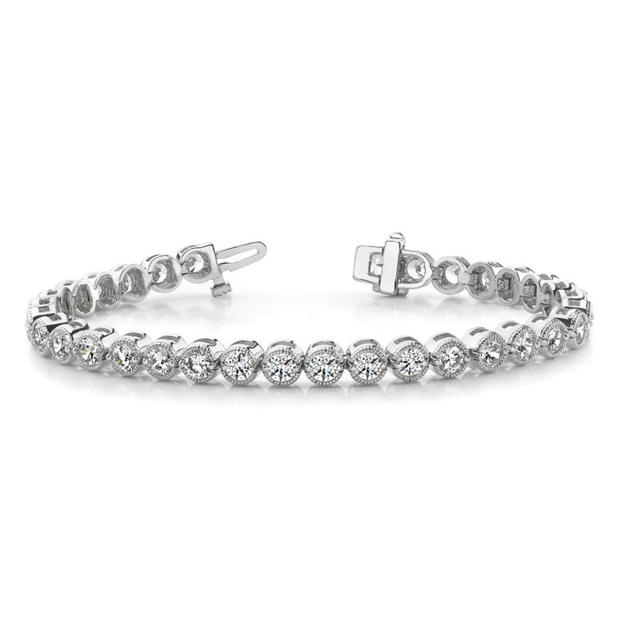 Shop Stylish 14K White Gold AA Quality Diamond Tennis Bracelet - 7.5" Length-3
